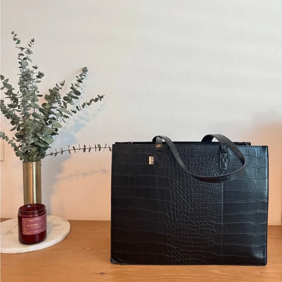 Beis | The Large Work Tote | Black Croc - Picture 16 of 17